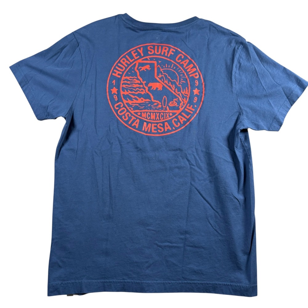 Hurley Mens Surf Camp Costa Mesa Calif Graphic T-Shirt‎ Blue Cotton Sz M